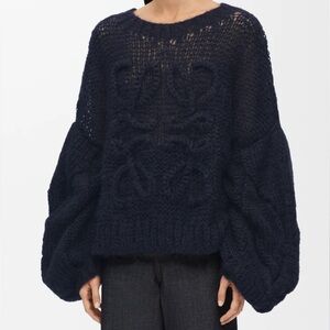 Loewe navy mohair Crew Neck Sweater - current season